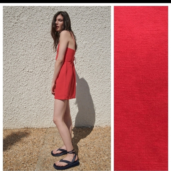 Zara red linen Blend dress - Picture 10 of 12